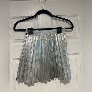 J. Crew Cuts Metallic Silver Pleated Skirt for Kids